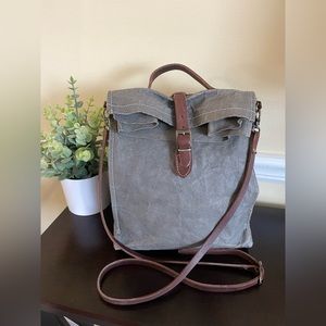 Grey w/Leather Uashmama Paper Fiber Crossbody Bag Made in Italy